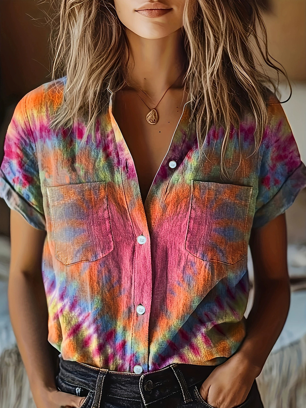 ZARA Vintage Printed Short Sleeve Casual Shirt